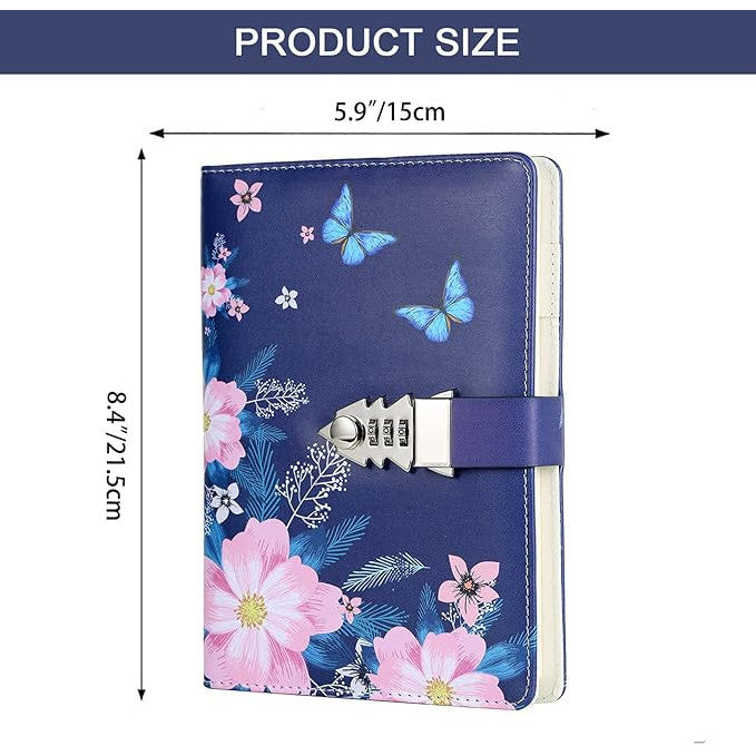 NectaRoy PU Leather Combination Lock Diary Writing Organiser size